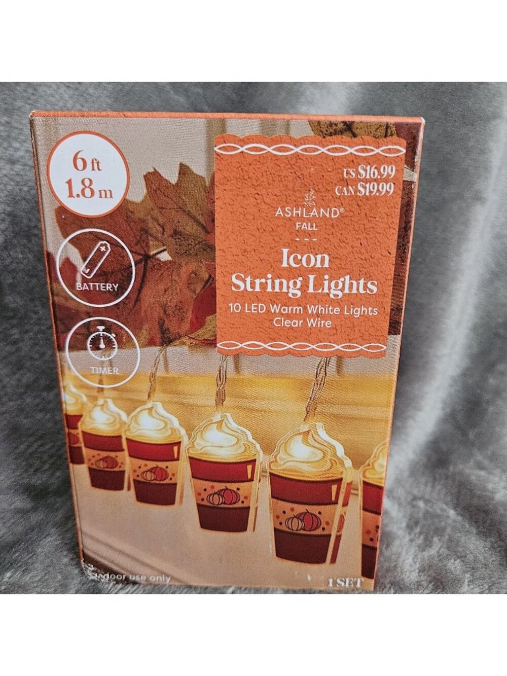 Mini LED String Lights Pumpkin Spice Latte 6ft Crafting Fall Autumn Halloween